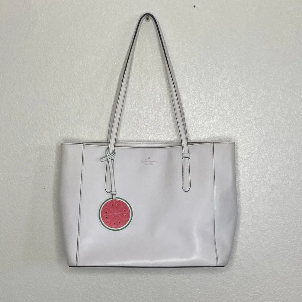 KATE SPADE White Leather Tote Bag Size 11” x 16” x 6” approximately